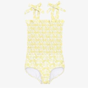Minnow Yellow Floral Smocked One-Piece Swimsuit 5/6